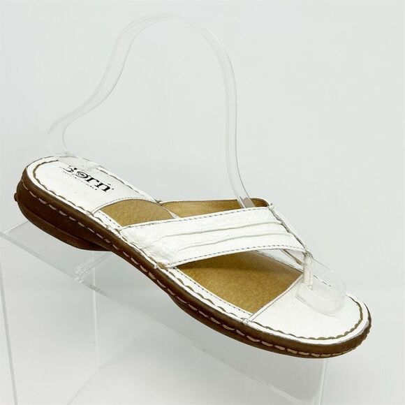Born Women's White Slide Thong Sandals Casual Summer Arch Support Size 6 - Picture 1 of 13